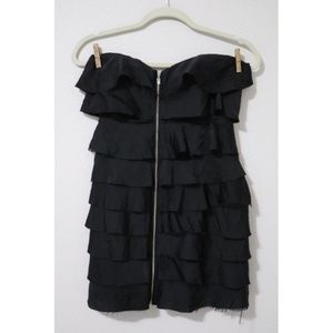 BEBE strapless ruffle layered dress